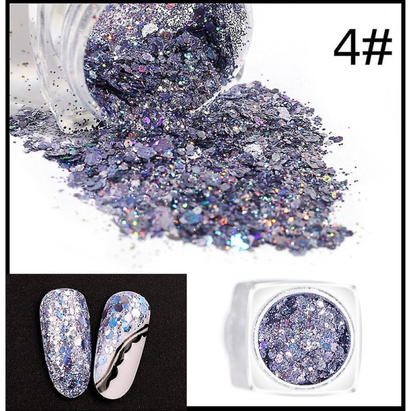 1 Ask Naglar Sjöjungfru Glitter Flakes 3d Färgglada Paljetter Polish Manikyr Naglar Konst Dekor 4