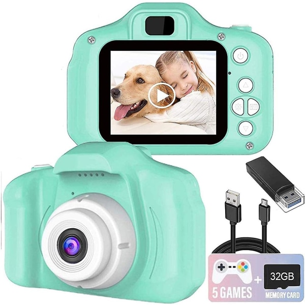 800w 1080p Barn Barn Presentkamera Mini pedagogiska leksaker för barn Baby Födelsedagspresent Digitalkamera Green