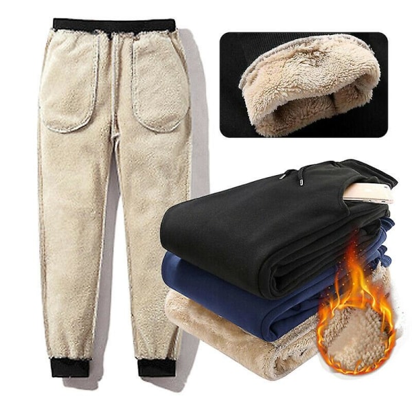 Herre Tykke Fleece Termobukser Udendørs Vinter Varme Afslappede Bukser Joggingbukser Sport 4XL