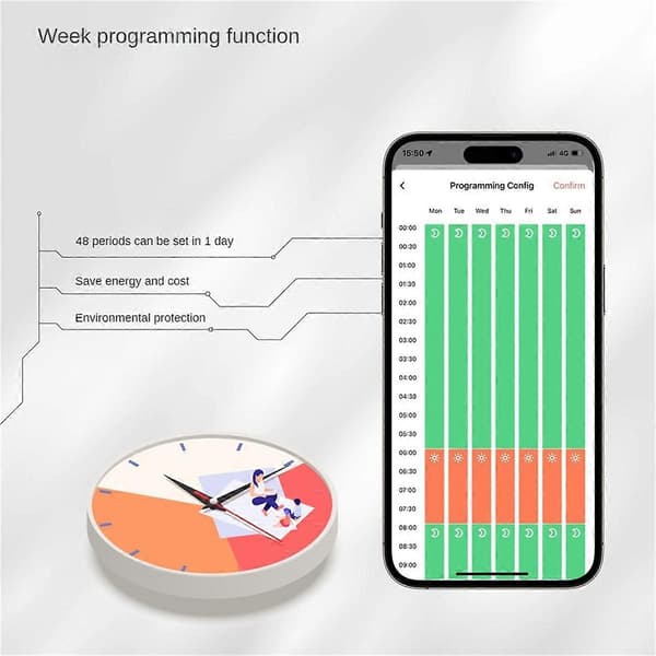 [LCS] Wifi Smart Termostat for Pilot Wire Varmekilde Radiator Støtter Strømovervåking Fjernkontroll White