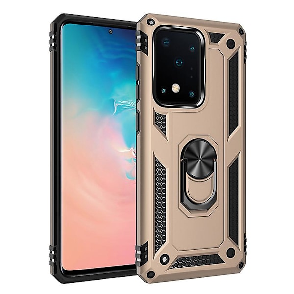 Militärklassat Skal Kompatibelt med Samsung Galaxy S20 Ultra/s20 Plus/s20, Skyddande Mobilskal med Ringstativ Gold Galaxy S20 Plus