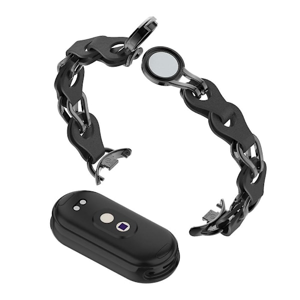 Til Xiaomi Smart Band 8 Magnetisk Ur Ægte Koskindslæder + Armbånd i Aluminiumlegeringskæde Black