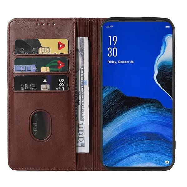 För OPPO Reno2 Z Magnetisk Stängning Läder Telefonfodral Brown