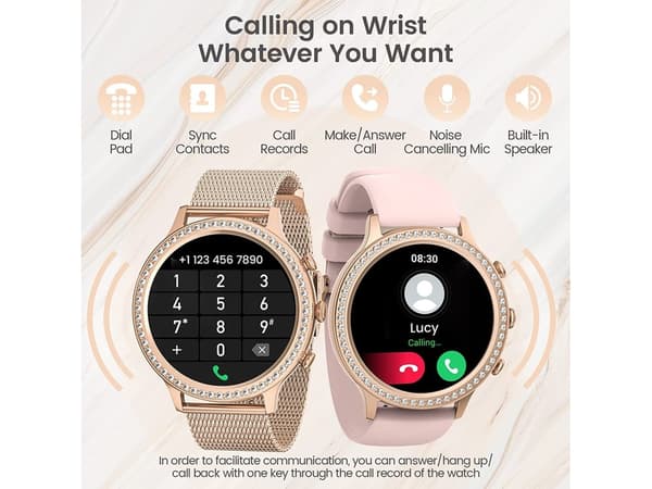 Diamond Smartwatch Dam 1,32 Tum Bluetooth Smartklocka Puls Fitness Tracker