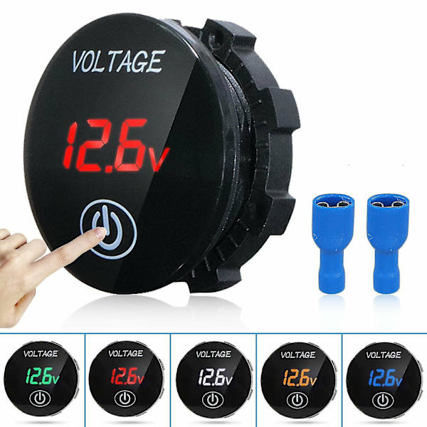 Bil Voltmeter Mätare Volt Spänningsmätare Display White