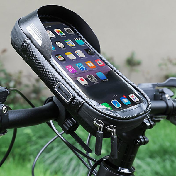 Cykelstyre Telefonhållare Pouchväska 360 Roterbar pekskärm Solskydd, under 7" smartphone