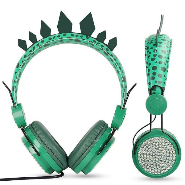 Söta Dinosaurie Trådbundna Hörlurar Barn Musik Stereo Headset 3.5mm Hörlurar För Lärande Spel Mobiltelefon Hörlurar