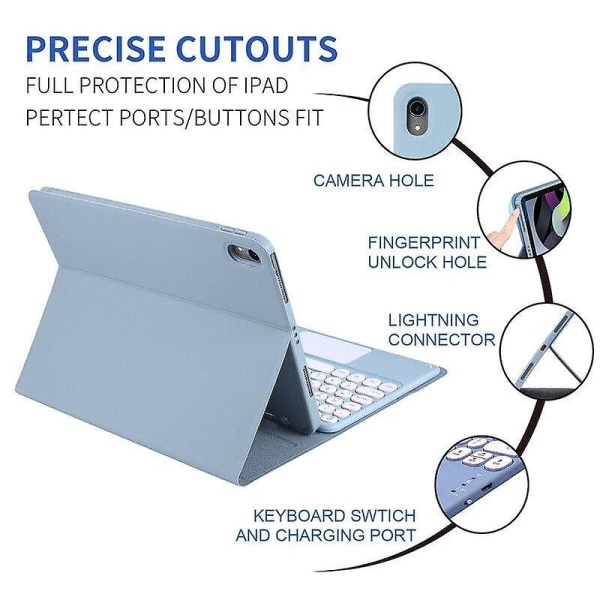 Runt tangentbordfodral Bluetooth-tangentbordfodral för 2020 ipad air 4/10.9 tangentbord (svart)