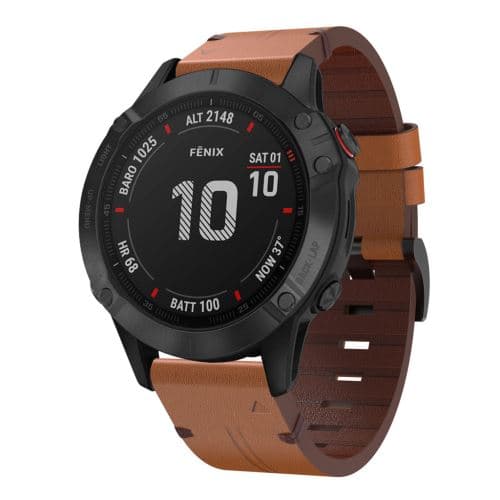 [LCS]Urrem kompatibel med Garmin Fenix ​​6, læder - brun
