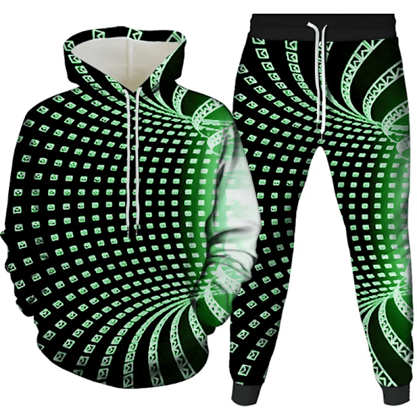 Europa og USA Ny Herrehettegenser 3D Fargevirvel Trykt Baseballklær Høst og Vinter Todelt Sett 4XL 4 4XL