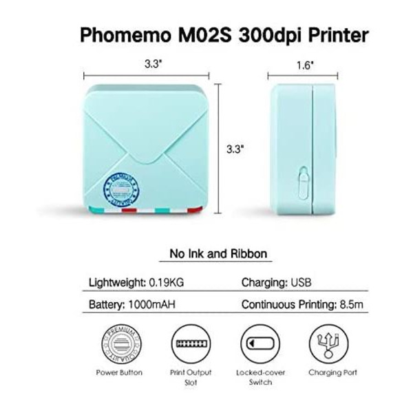 Phomemo M02S Portabel Bluetooth Termisk Skrivare utan bläck 300