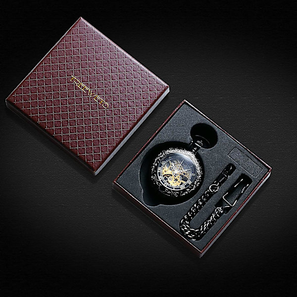 Chronus Unisex Lommeur med Kæde Analog Manuelt Optræk Antik Skelet