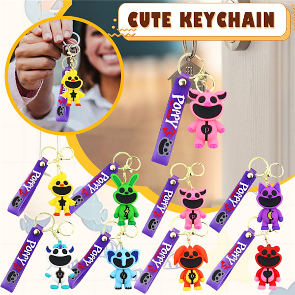 2024 Leende Critters CatNap DogDay Figurer PVC Påsar Hänge Nyckelringar Nyckelringar Presenter Purple