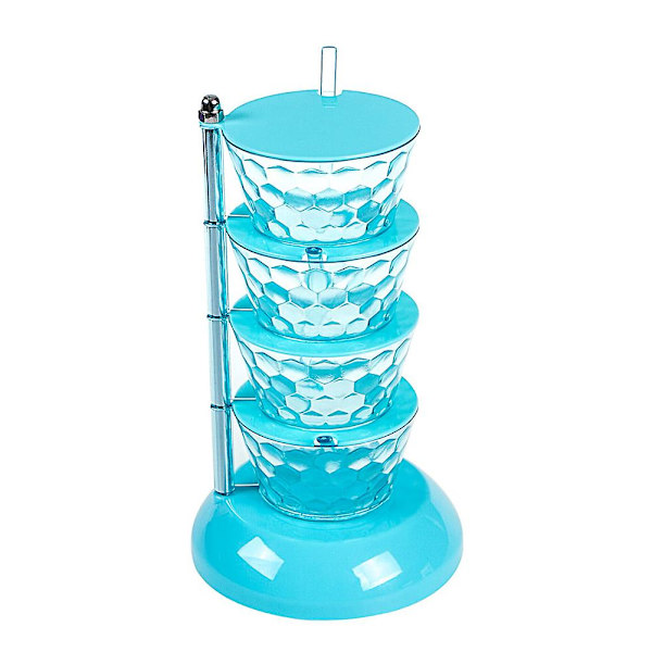 Vertikal Krydderiboks Roterende Krydderiboks Vertikal 5-lags Krydderikrukker Hjemme Krydderikrukke Blue 4 Layer