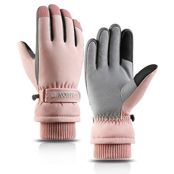 1 Par Moteriktige Vinter Snø Varme Hansker, Ski Vindtett, Vanntett, Fortykket Votter For Å Holde Varmen pink