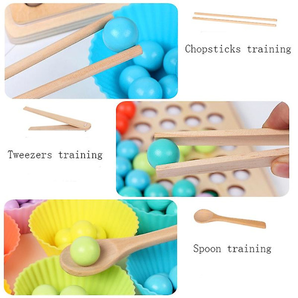 DIY Klype Perle Treningsbrett Spill Tre Montessori Fargesortering Stablet Leker As picture A