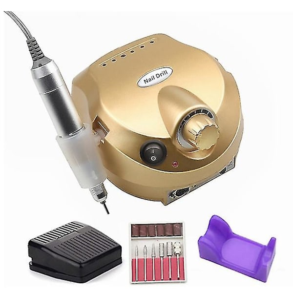 Neglefilmaskine 35000rpm Pro Manicure Maskine Apparat Til Manicure Pedicure Sæt Elektrisk Neglefil Golden UK Plug