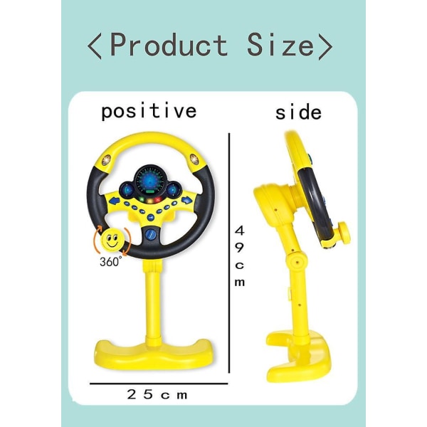 Vertikal elektrisk simulering rattleksak med ljus och ljud Pedagogiska barn biträdande pilot barn billeksak Yellow