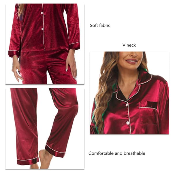 [LCS] Pyjamas för kvinnor Set 2 delar Loungewear Långärmad Topp Byxor Polyester Kläder