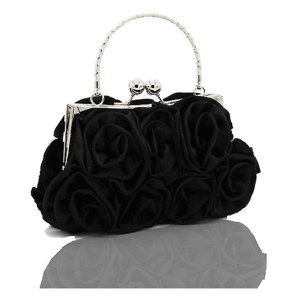 Utsökt Lady's Sweet Hand-in-hand Rose Bag Dinner Bag Clutch Bag Diagonal Bag black