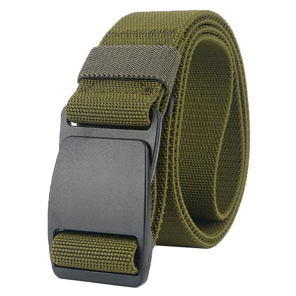 [LCS] Herr stretchbälte Osynligt Casual Webbbälte Snabbkoppling Platt Plastspänne Army Green