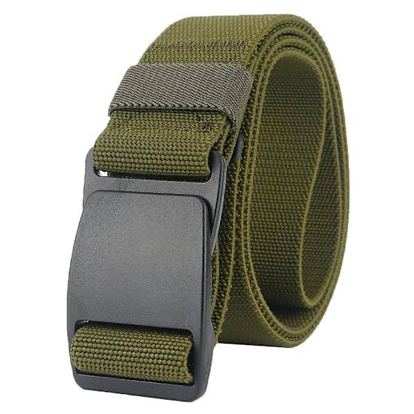Stretchbälte för män Osynligt Casual Web-bälte Snabbspänne Platt Plastspänne Army Green