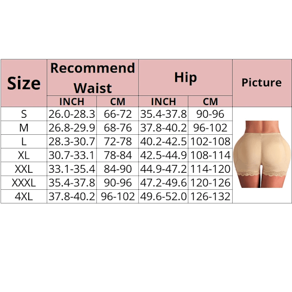 Polstret Rumpe Løfter Korrigerende Undertøy Rumpeforsterker Body Shaper Modellering Stropp Falsk Hofteformende Undertøy Push Up Truser Hud XL Skin XL
