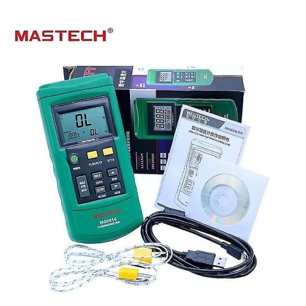 Mastech ms6514 dubbelkanals digital termometer temperaturlogger testare USB gränssnitt 1000 set
