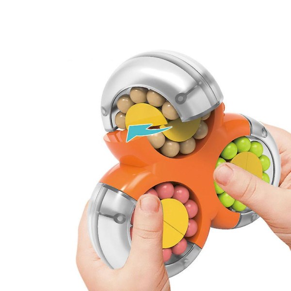 Roterande Magic Beans Cube Fingertop Fidget Toys Barn Vuxna Stress relief Spin Bead Intelligence Game Vibrant Orange