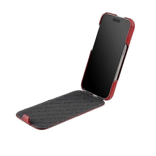 [LCS] MELKCO Vertical Flip Case in Genuine Cowhide + PC for iPhone 17 Pro Max (MagSafe Compatible) Red