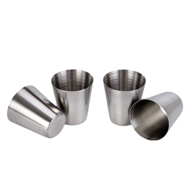4 stk. 30ml Tykke Utendørs Vin Glass Rustfritt Stål Krus Praktisk Kald Drikke Kopp Enkelt Hvitvinsglass