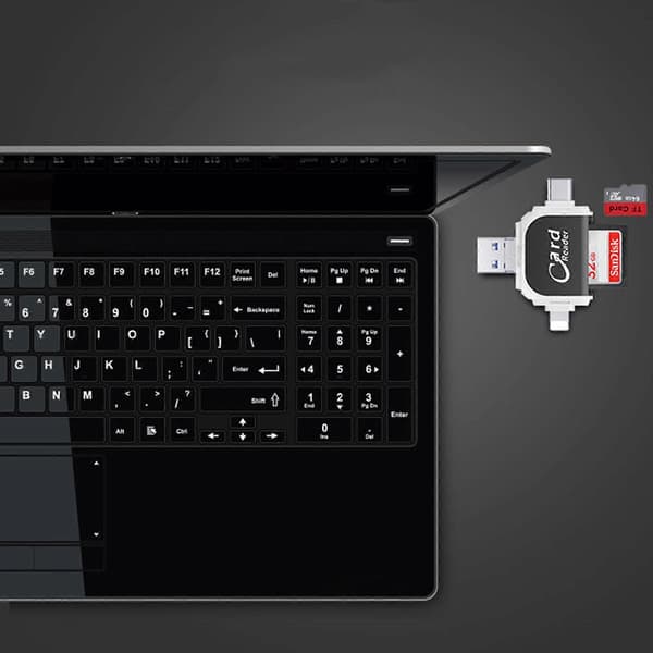Plug & Play 4-in-1 SD TF -kortinlukija Apple- ja Android-laitteille black