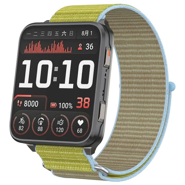 [LCS]Til Garmin Venu X1 Håndledsrem Magic Tape Nylon Loop Urrem med Metalring - Camel Multicolor Camel