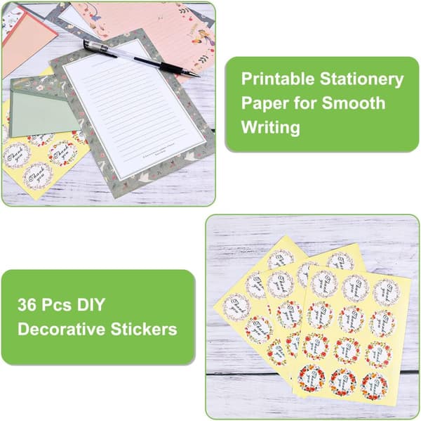 [LCS] Stationery Set, 36 Sheets of Stationery and 18 Envelopes, Self-Adhesive Envelopes Stationery Envelope Pattern for Invitation Envelopes