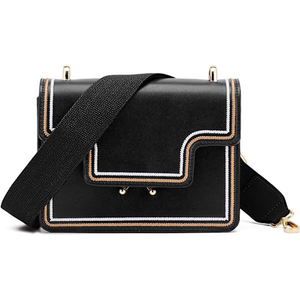 [LCS] Women's Wide Shoulder Strap, Adjustable Leather Replacement Strap (Black) Black