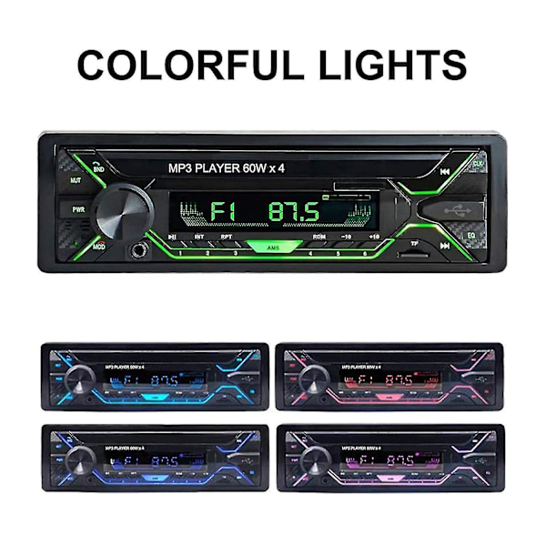 Bil Stereo med Bluetooth, Single Din Radio Fm Media Afspiller Usb/tf/sd/aux Audio Modtager, Håndfri