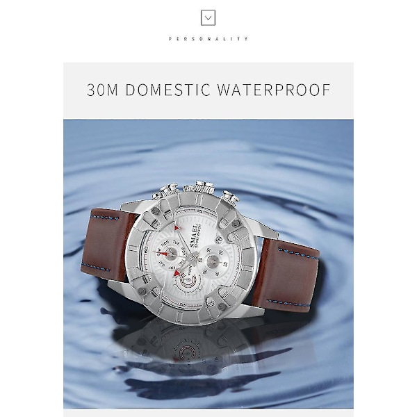 SMAEL 9155 Mode Herreur Kronograf Kalender Læderrem Sports Quartz Ur