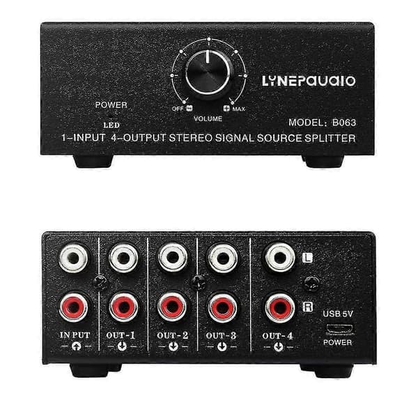 [LCS]1 In 4 Out Stereo Signal Source Splitter Audio Frequency Distribute Device Non Consumption O