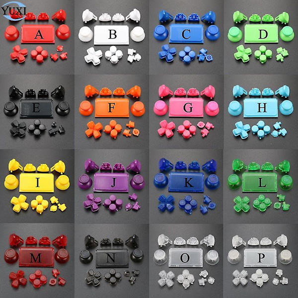 Yuxi komplett set joysticks dpad r1 l1 r2 l2 riktningsknapp abxy knappar jds 040 jds-040 Kompatibel med Sony PS4 Pro Slim-handkontroll New red