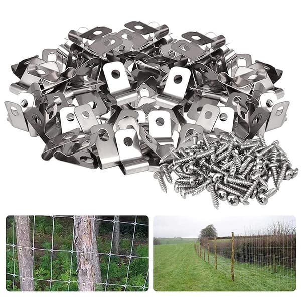 [LCS]100 clips i rustfrit stål til montering af svejset net på træhegn, clips til metalhegn til husdyr, clips til tråd