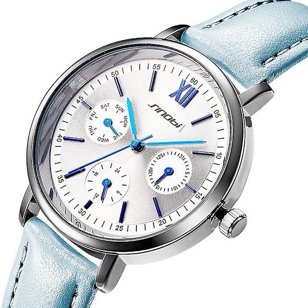SINOBI 9712 Vanntett Dameklokke i Casual Stil med Falske Tre Urskiver Quartz W