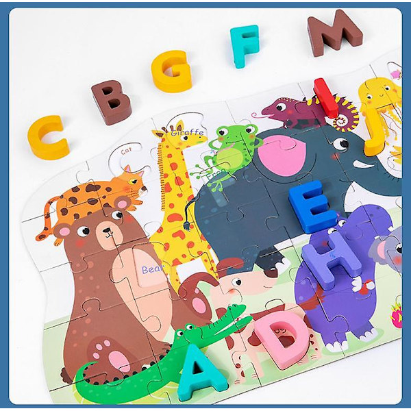 Børne Lærings Træpuslespil Numerdals Alfabet Uddannelses Legetøjssæt ALPHABET
