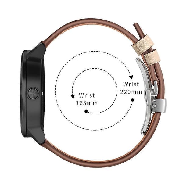 [LCS]20mm Top-layer koskind ægte læder urrem erstatning til Garmin Vivoactive 3 Vivom Silver Silver+Apricot