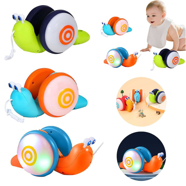Snigel Push Pull Toy för småbarn Dra längs Gå Snigelleksak Lärleksaker och sensorisk utveckling Pedagogisk leksak Orange