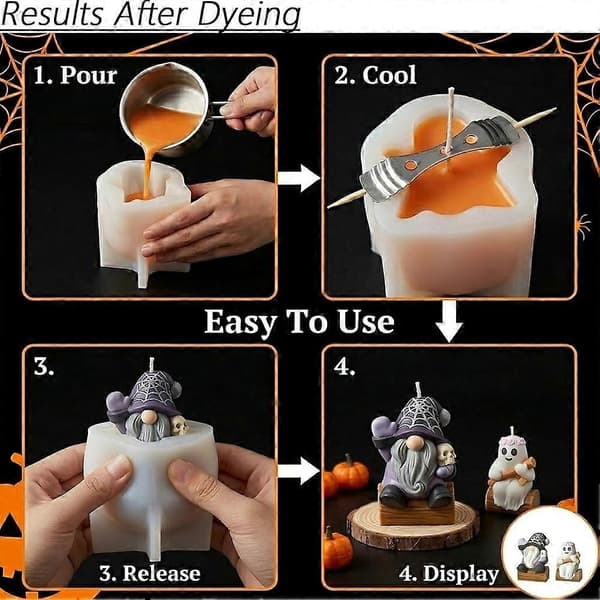 Halloween Stearinlysforme, Silikone Stearinlysforme til Festivalpynt, til Fest Hjem Middag Festlige Dage White