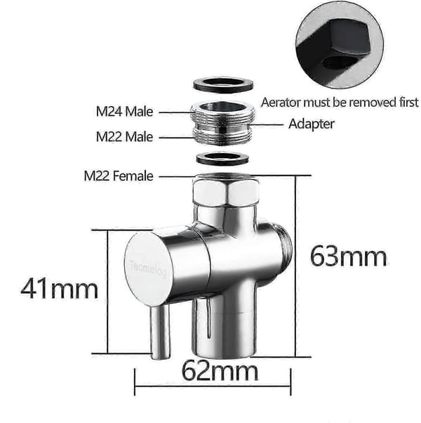 [LCS] Messingvaskventilomlederhaneudskiller, Haneadapter 3-vejs haneomlederventil, Sort