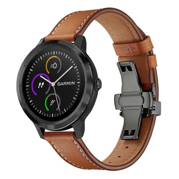 [LCS]20mm Top-layer koskind ægte læder urrem erstatning til Garmin Vivoactive 3 Vivom Multicolor Black+Brown