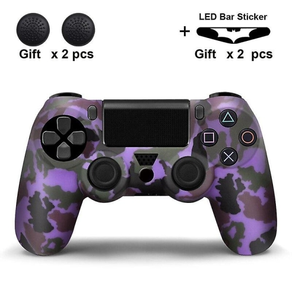 Silikongummifodral för Sony Playstation 4 PS4-kontroller, skyddsskal för PS4 Pro Slim gamepad-kontroller med tumgrepp Camo purple