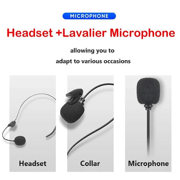 UHF Bærbar Trådløs Hodetelefon/Lavalier Mikrofon med Sender og Mottaker med Bodypack 1/4 Tomme O