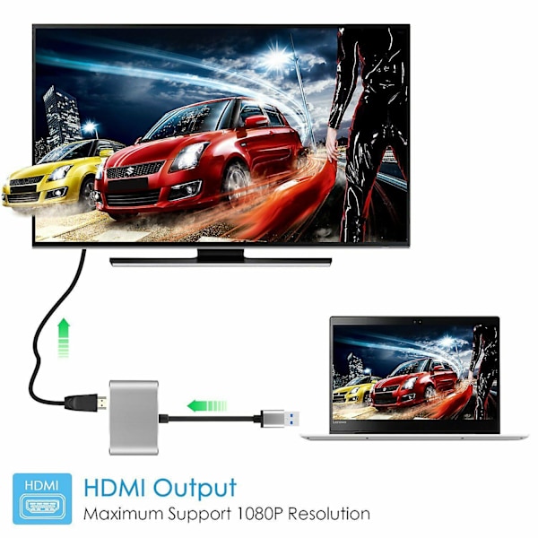 Til PC 2 I 1 USB 3.0 Til HDMI + VGA Fuld HD 1080p Video Adapter Kabel Konverter